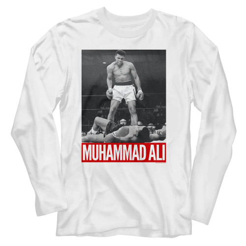 Muhammad Ali Long Sleeve T Shirt - White Ali over Liston