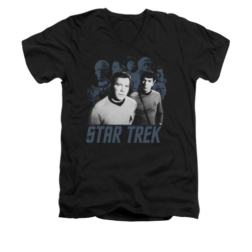 Image for Star Trek V Neck T-Shirt - Kirk Spock and Company