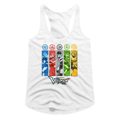 Voltron Rectangles and Icons Juniors Racerback Tank Top