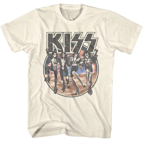 Kiss T-Shirt - Space Circle With Skeleton Band