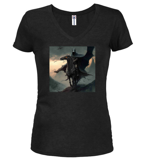 Black image for Dark Rider Fantasy Juniors V-Neck T-Shirt
