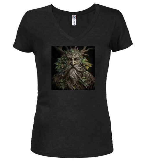 Black image for Forest Lord Fantasy Juniors V-Neck T-Shirt