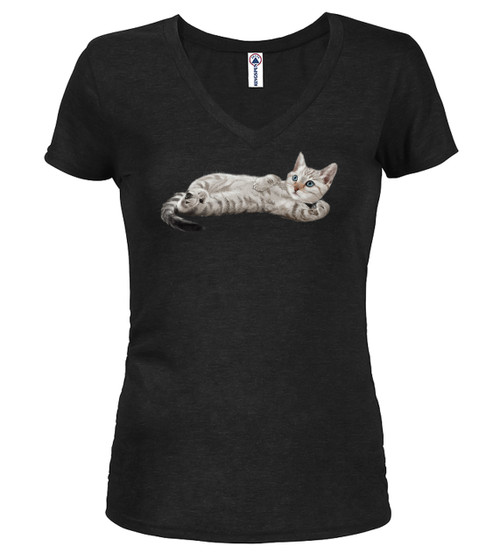 Black image for Cat Spluff Juniors V-Neck T-Shirt