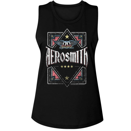 Aerosmith Box Logo Ladies Muscle Tank Top