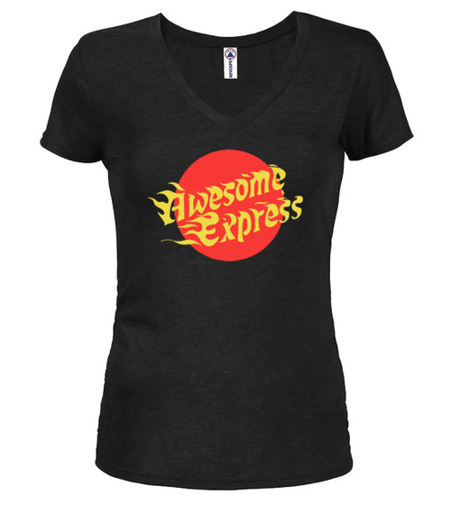 Black Awesome Express Juniors V-Neck T-Shirt