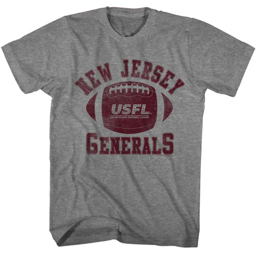 U.S. Football League T Shirt - Generals on Charcoal
