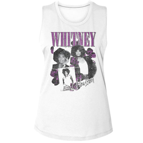 Whitney Houston Orchid Collage Ladies Muscle Tank Top