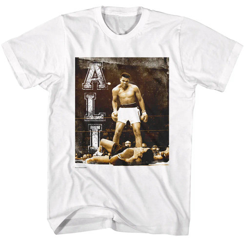 Muhammad Ali T-Shirt - Grunge KO Vertical Text