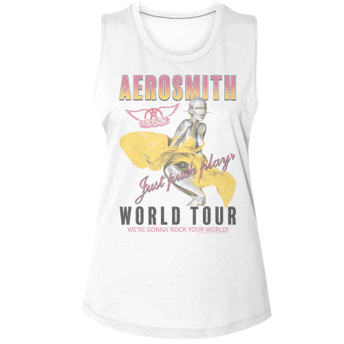 Aerosmith Just Push Play Ladies Muscle Tank Top