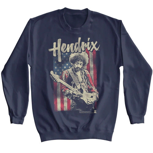 Jimi Hendrix Long Sleeve Sweatshirt - Flag Hendrix