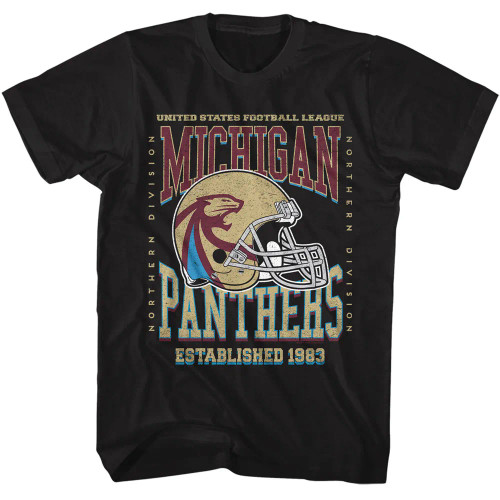 U.S. Football League T Shirt - Black Michigan Panthers