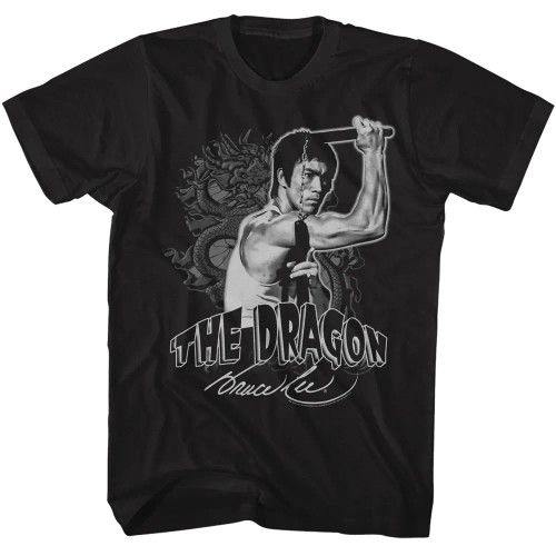 Bruce Lee T-Shirt - Dragon and Nunchucks