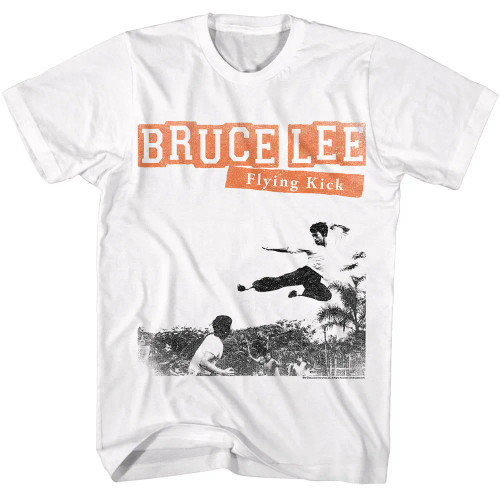 Bruce Lee T-Shirt - White Flying Kick