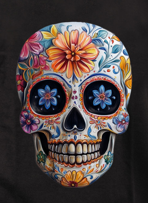 Close up Sugar Skull Juniors V-Neck T-Shirt