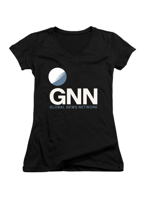 Black GNN-Global News Network Juniors V-Neck T-Shirt
