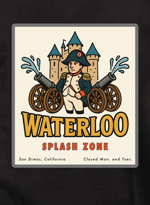 Close up Waterloo Splash Zone Juniors V-Neck T-Shirt