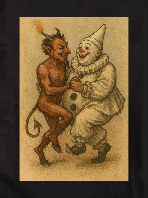 Close up Dancing Devil Clown Juniors V-Neck T-Shirt