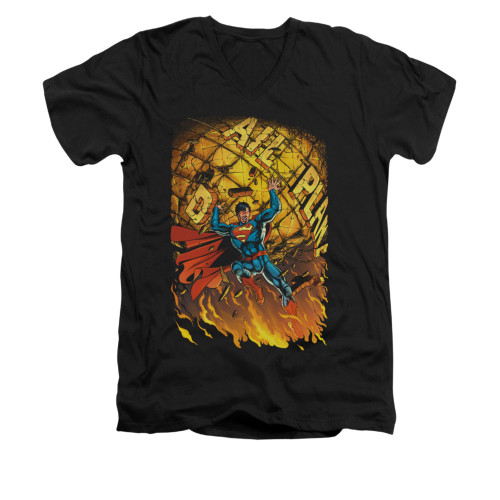 Image for Superman V Neck T-Shirt - Daily Planet Save