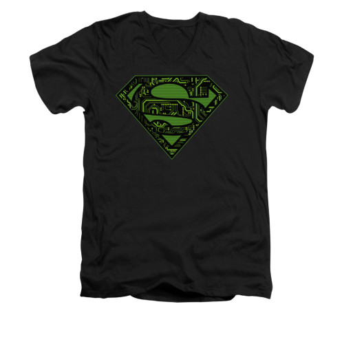 Image for Superman V Neck T-Shirt - Circuits Shield