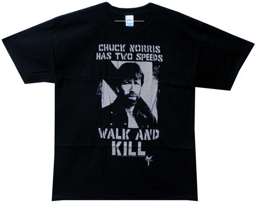 Image Closeup for Chuck Norris Walk and Kill T-Shirt