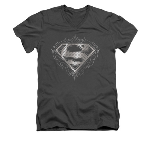 Image for Superman V Neck T-Shirt - Tribal Steel Logo