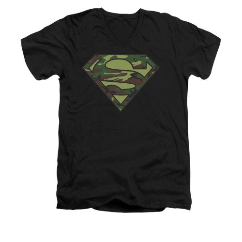 Image for Superman V Neck T-Shirt - Camo Logo