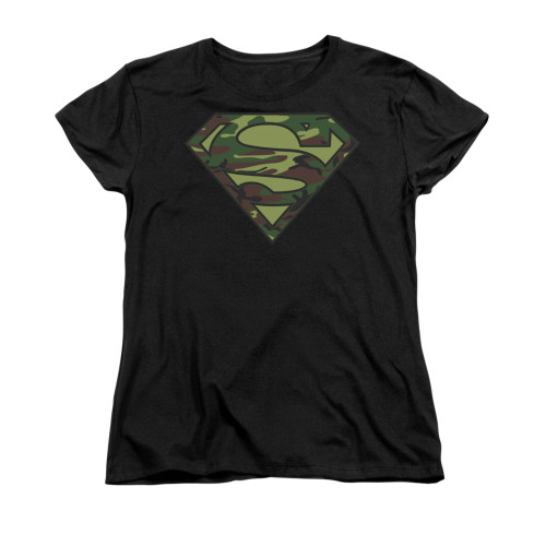 Image for Superman Womans T-Shirt - Camo Logo