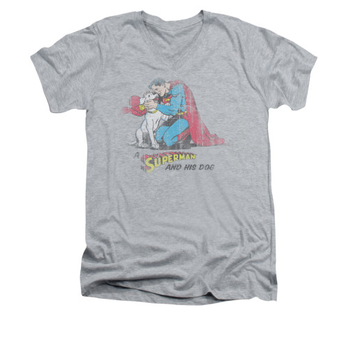 Image for Superman V Neck T-Shirt - And His Dog