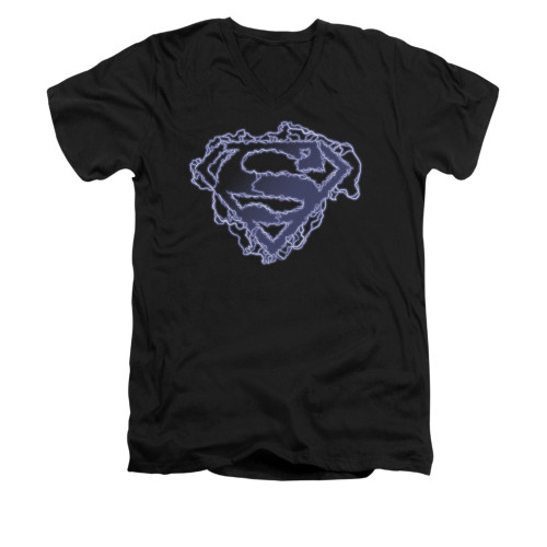 Image for Superman V Neck T-Shirt - Electric Supes Shield