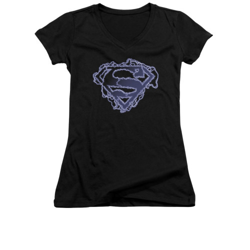 Image for Superman Girls V Neck - Electric Supes Shield