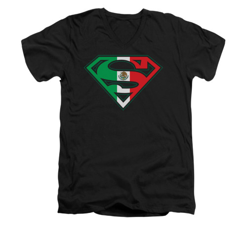 Image for Superman V Neck T-Shirt - Mexican Flag Shield