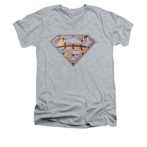 Image for Superman V Neck T-Shirt - Basketball Shield