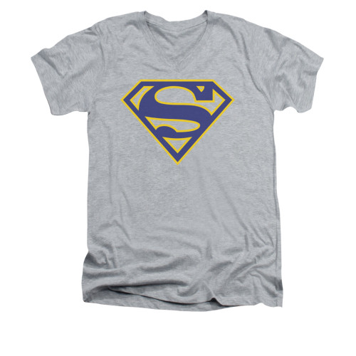 Image for Superman V Neck T-Shirt - Maize & Blue Shield