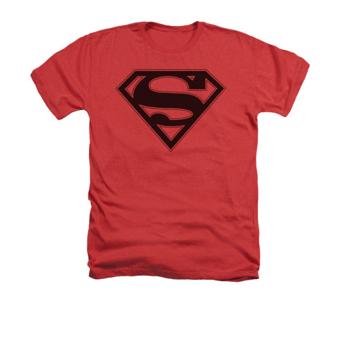 Image for Superman Heather T-Shirt - Red & Black Shield