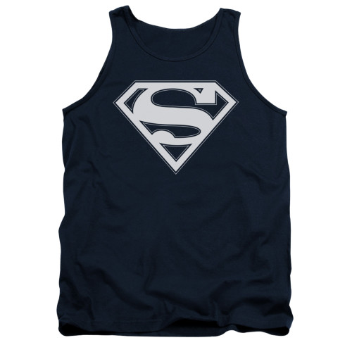 Image for Superman Tank Top - Navy & White Shield