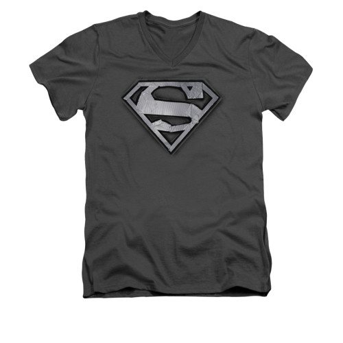 Image for Superman V Neck T-Shirt - Duct Tape Shield