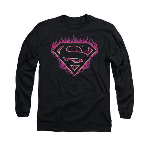 Image for Superman Long Sleeve Shirt - Fuchsia Flames