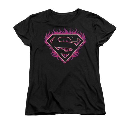 Image for Superman Womans T-Shirt - Fuchsia Flames