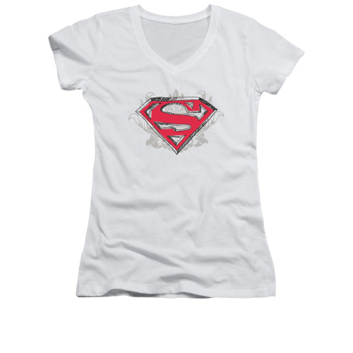 Image for Superman Girls V Neck - Hastily Drawn Shield