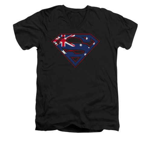 Image for Superman V Neck T-Shirt - Australian Shield