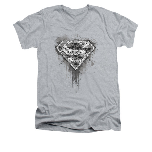 Image for Superman V Neck T-Shirt - Many Super Skulls