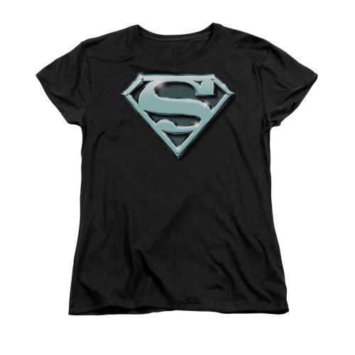 Image for Superman Womans T-Shirt - Chrome Shield