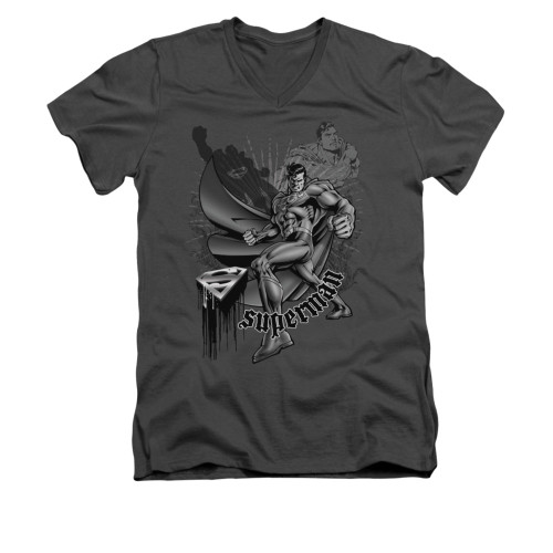 Image for Superman V Neck T-Shirt - Fight And Flight