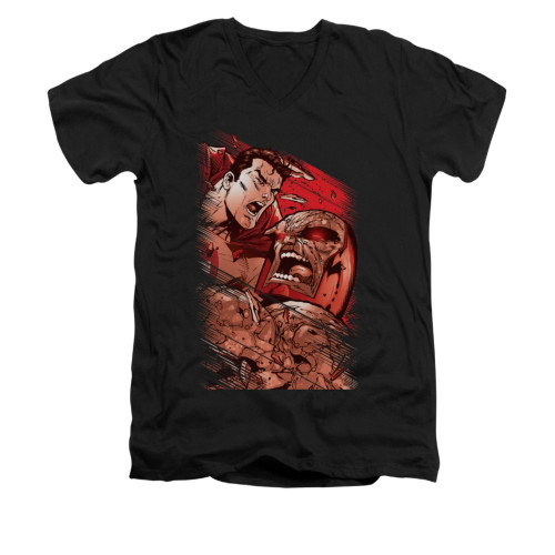 Image for Superman V Neck T-Shirt - Supes Vs Darkseid