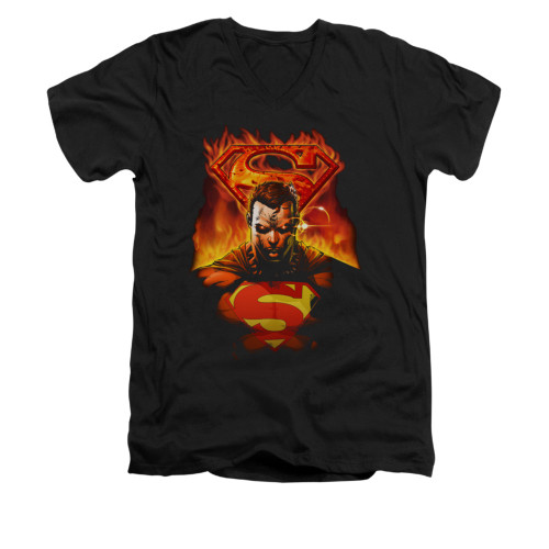 Image for Superman V Neck T-Shirt - Man On Fire