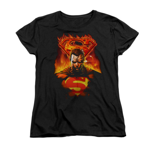 Image for Superman Womans T-Shirt - Man On Fire