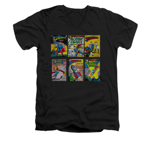 Image for Superman V Neck T-Shirt - Sm Covers
