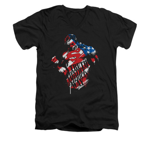 Image for Superman V Neck T-Shirt - The American Way