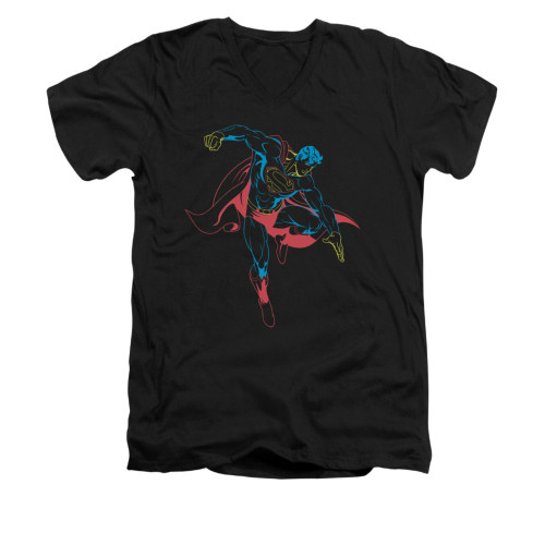 Image for Superman V Neck T-Shirt - Neon Superman