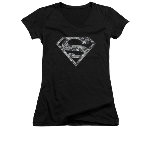 Image for Superman Girls V Neck - Urban Camo Shield